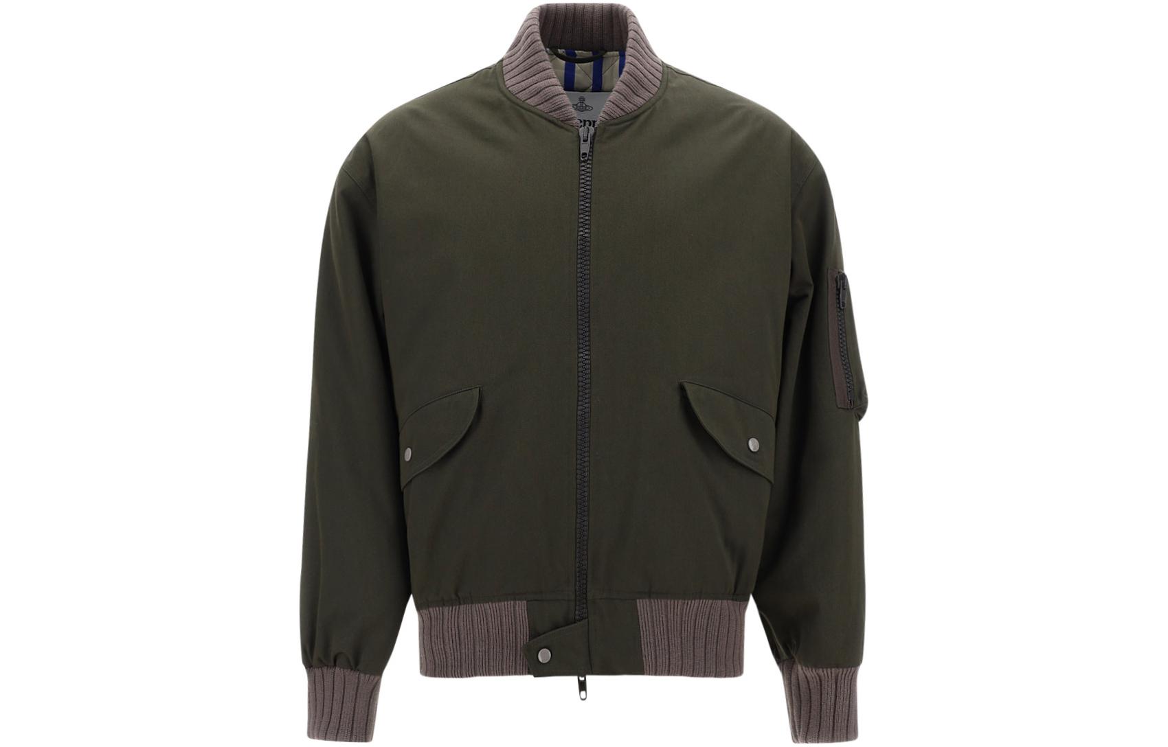 Vivienne Westwood SS23 Embroidered Bomber Jacket Olive Green 33040004W006QPIM402