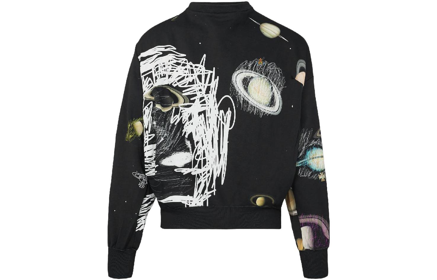Vivienne Westwood SS23 Galaxy Print Unisex Black Crewneck Sweatshirt 3I010001J004HO318