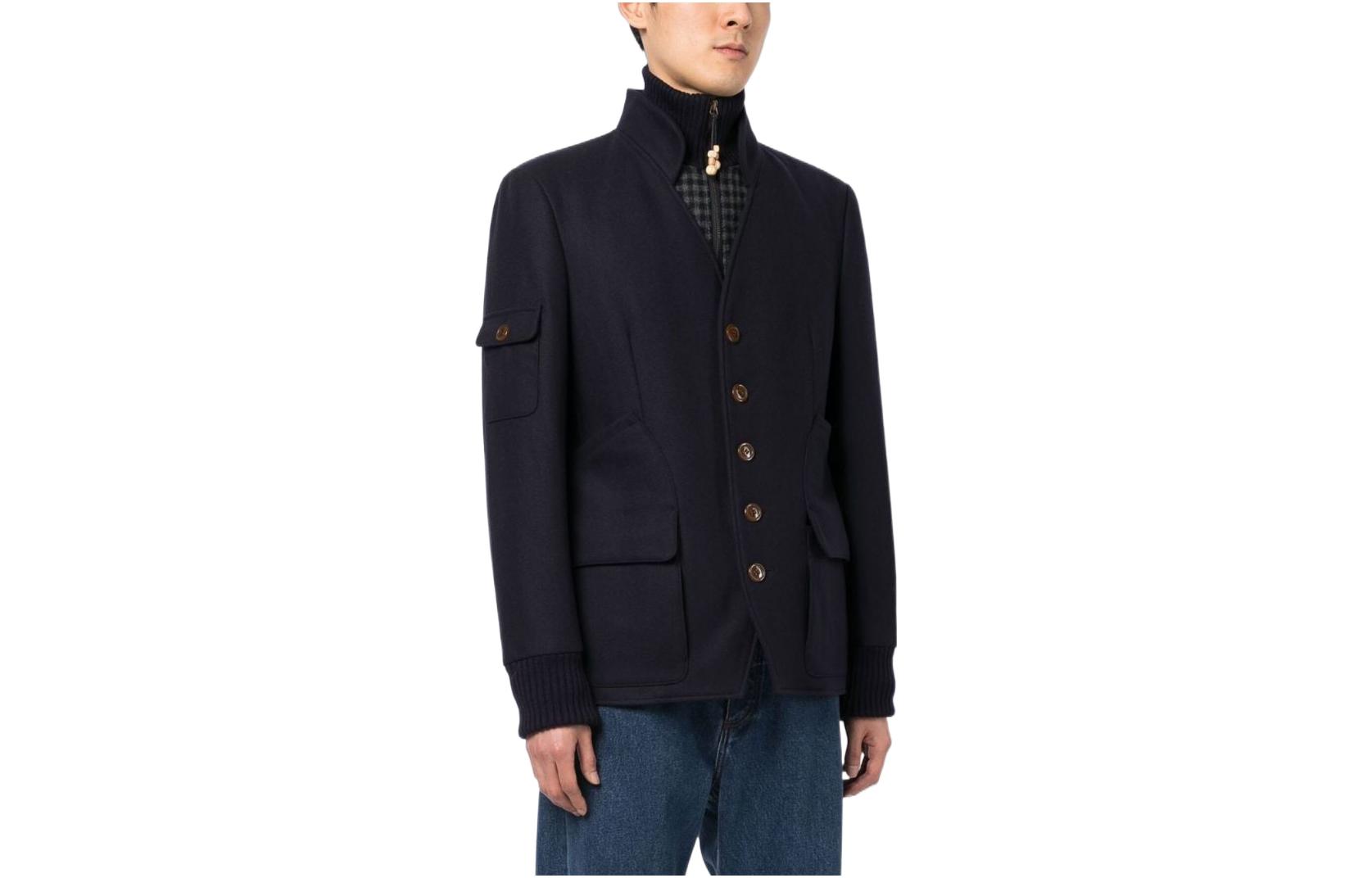 Vivienne Westwood SS23 Navy Wool-Blend Turtleneck Jacket 2D010117W00ASK40889