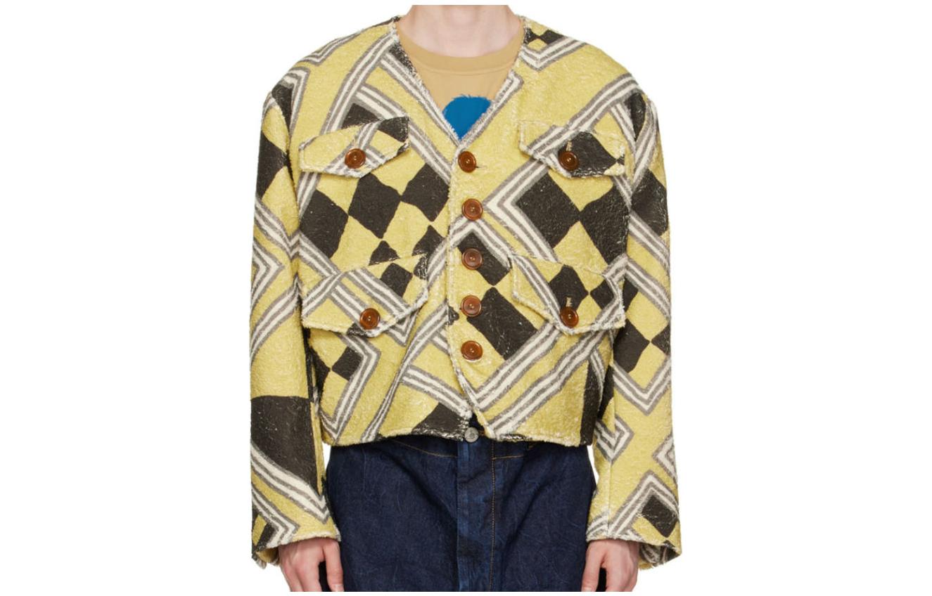 Vivienne Westwood SS23 Patterned V-Neck Single-Breasted Jacket Multicolor Men 34010004W00B6MKO302