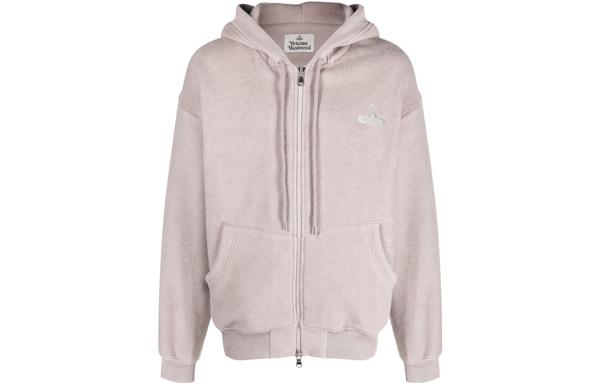 Vivienne Westwood SS23 Planet Cartoon Embroidered Zip Hoodie Grey 3I010005J0048P407