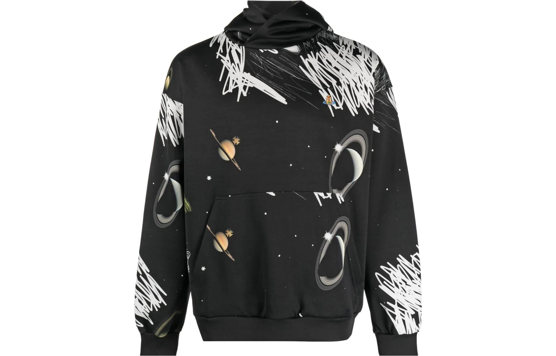 Vivienne Westwood SS23 Planet Print Pullover Hoodie Black 3I010003J004HG0O318