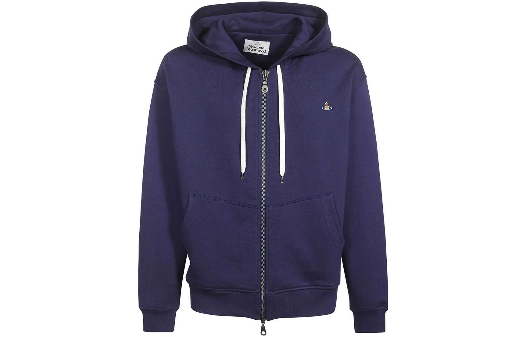 Vivienne Westwood SS23 Purple Saturn Embroidery Zip Hoodie Mens 3I010005J0006K412