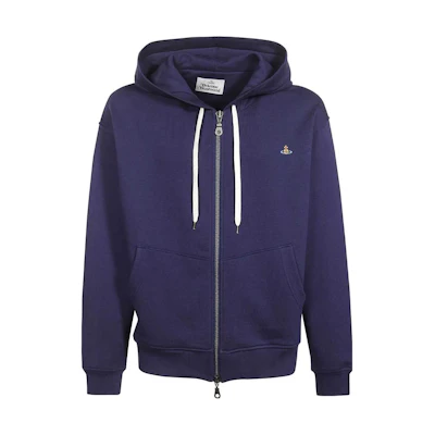 Vivienne Westwood SS23 Purple Saturn Embroidery Zip Hoodie Mens 3I010005J0006K412