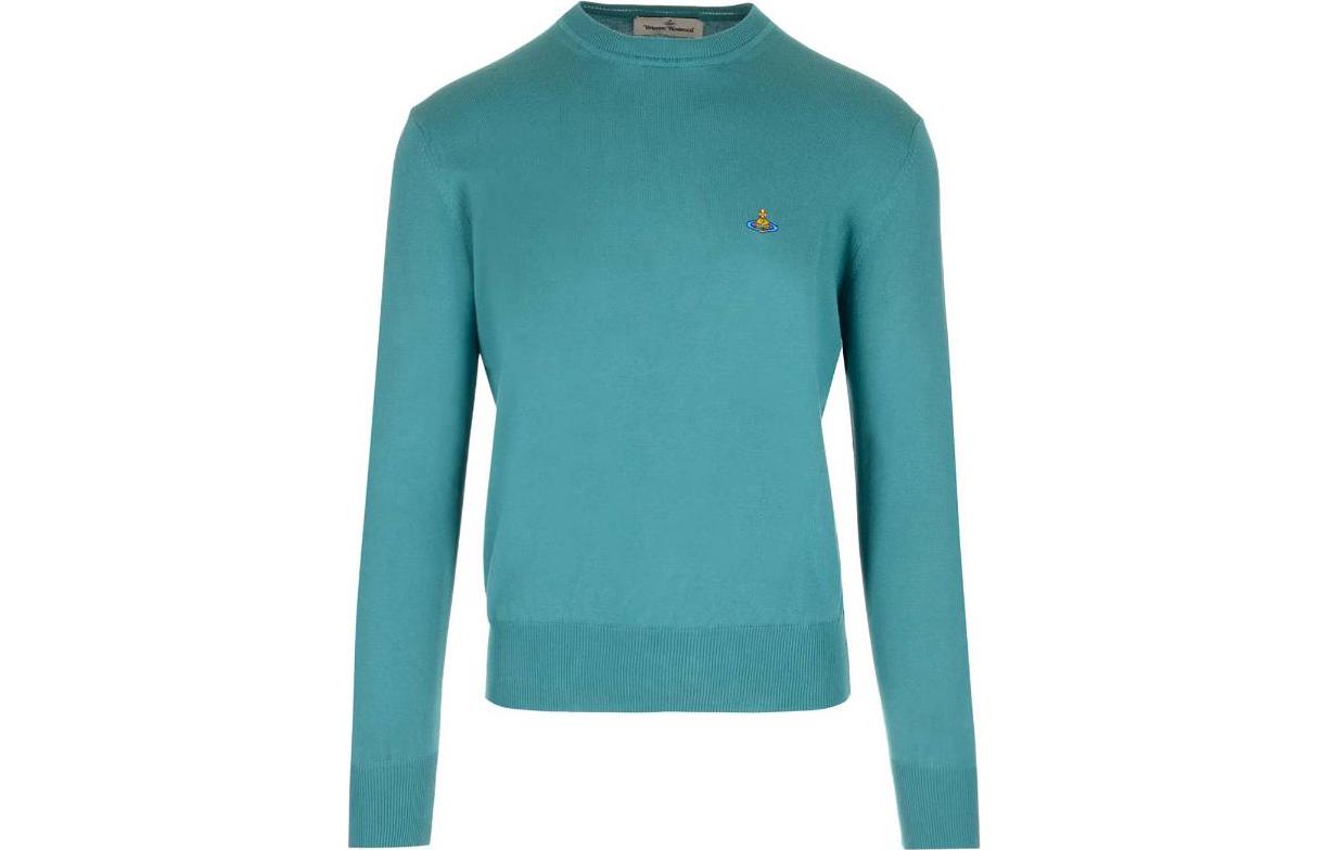 Vivienne Westwood SS23 Solid Color Crewneck Long-Sleeve Sweatshirt Green Mens 2701000GY000TL401