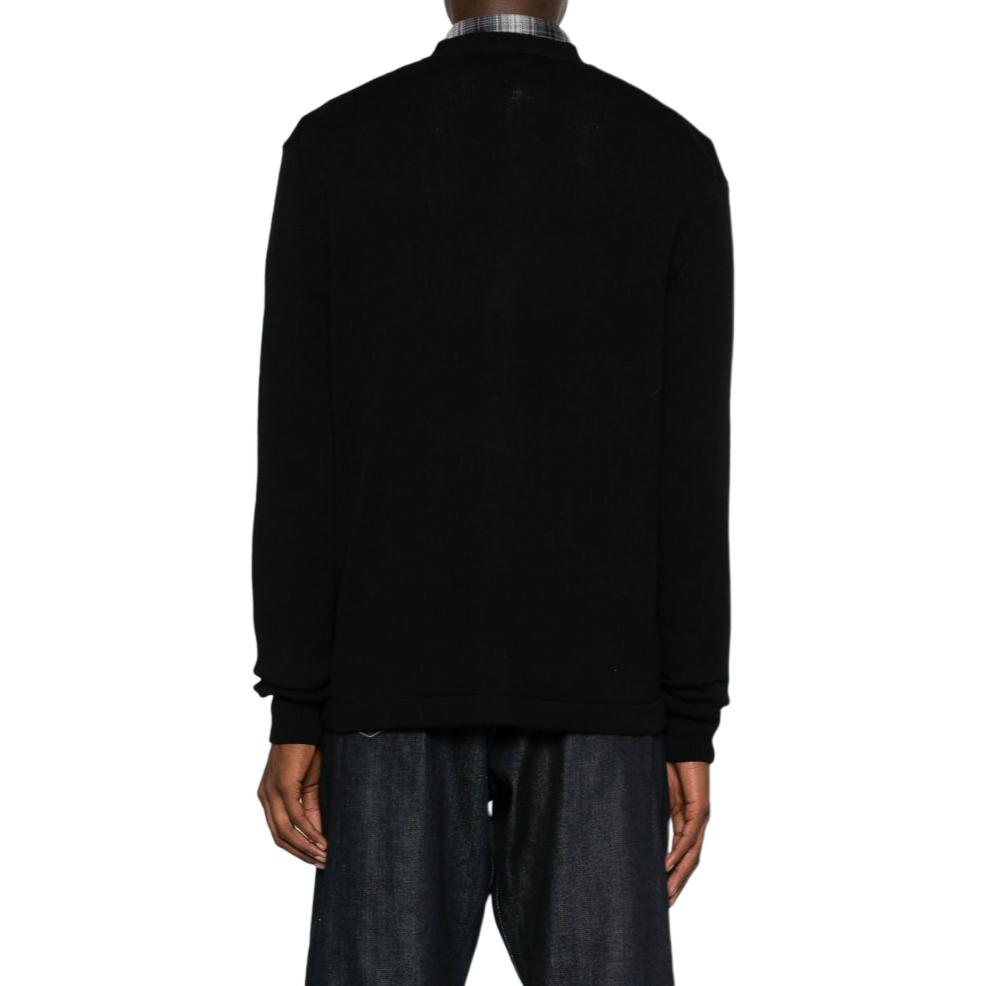 Shop Vivienne Westwood SS24 Sweater Rajut Hitam V-Neck Logo Kancing Depan. 27010014Y002M