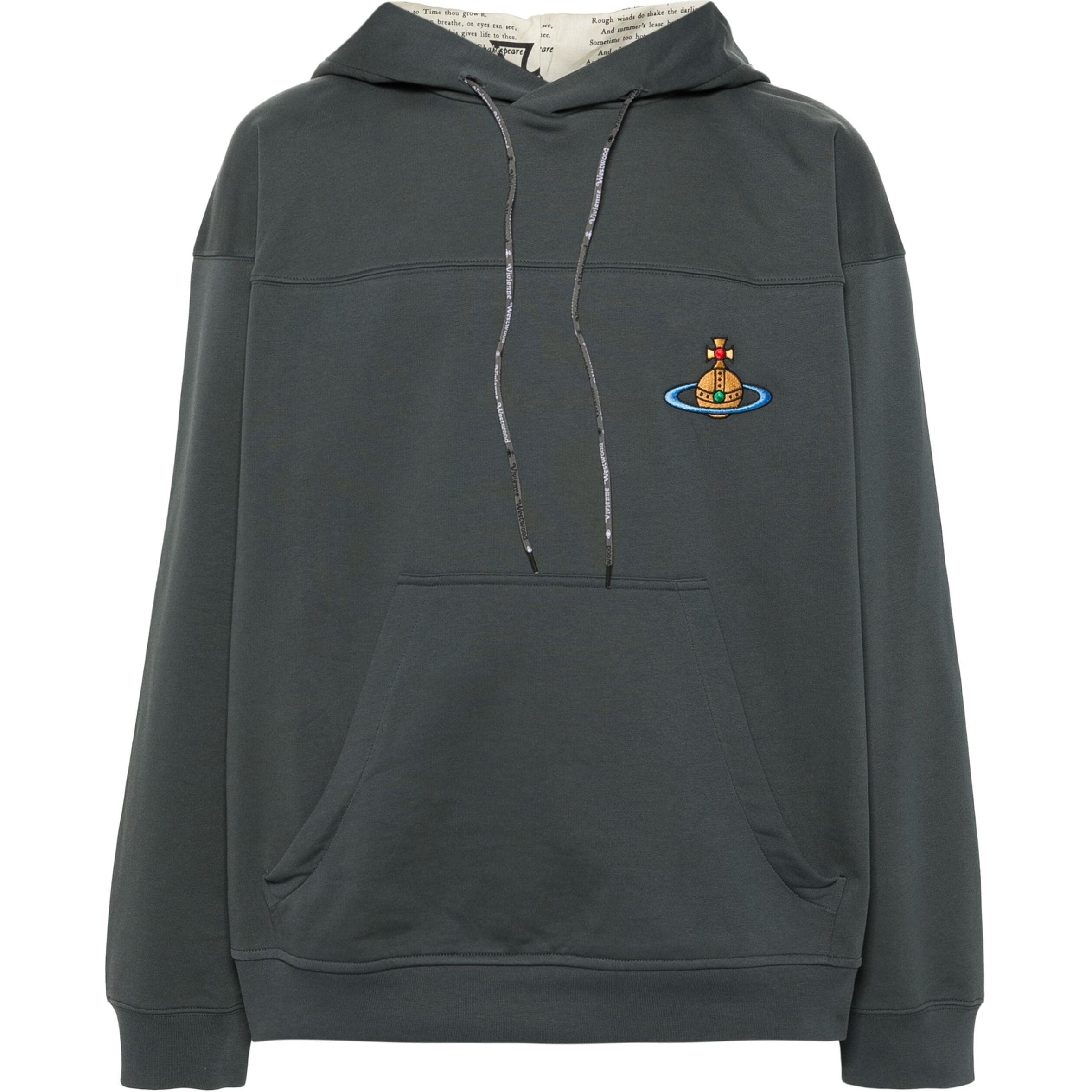 Vivienne Westwood SS24  Oversized Logo Embroidered Hoodie Gray 3I01000NJ006O