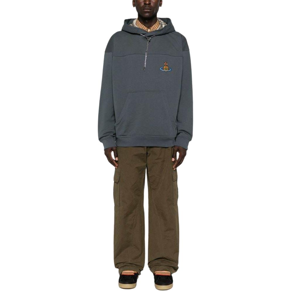 Lookbook ヴィヴィアン・ウエストウッド SS24 オーバーサイズ ロゴ刺繍フーディー グレー 3I01000NJ006O