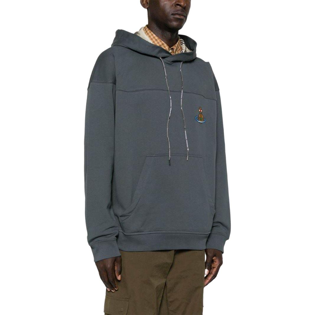 Purchase ヴィヴィアン・ウエストウッド SS24 オーバーサイズ ロゴ刺繍フーディー グレー 3I01000NJ006O