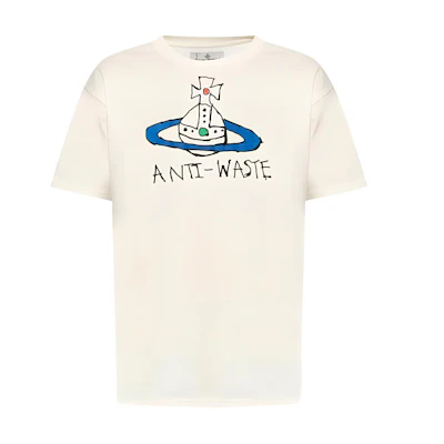 Vivienne Westwood SS24 White Crewneck Letter Print T-Shirt. 3G010021J001M