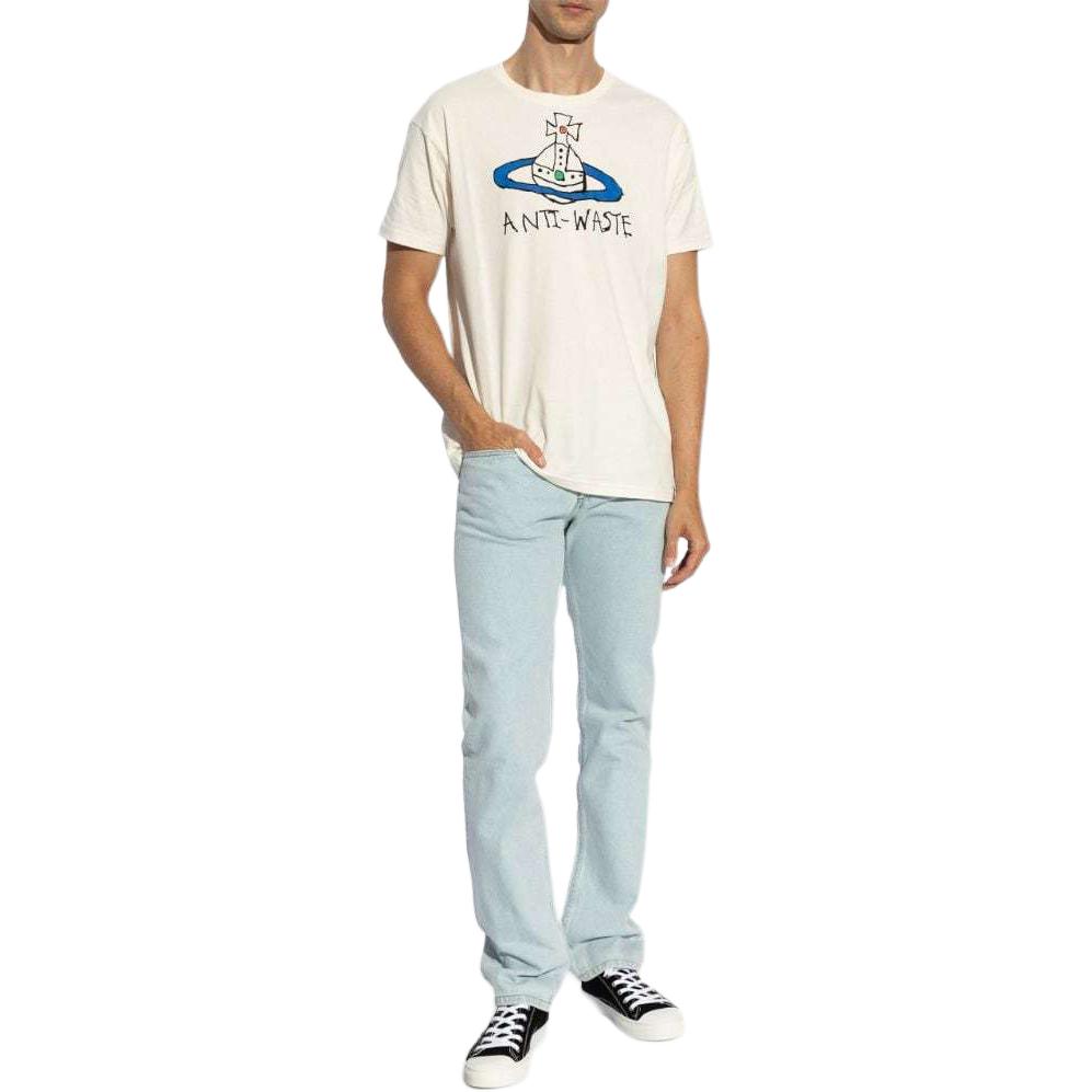 Lookbook ヴィヴィアン・ウエストウッド SS24 ホワイト クルーネック レタープリント Tシャツ 3G010021J001M