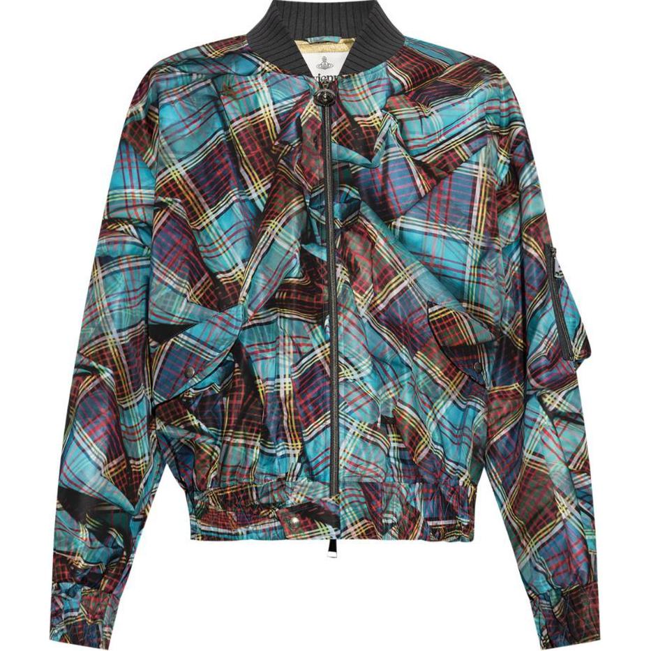 Vivienne Westwood SS24 Checkered Crop Bomber Jacket Multicolor - 3304000HW00VX