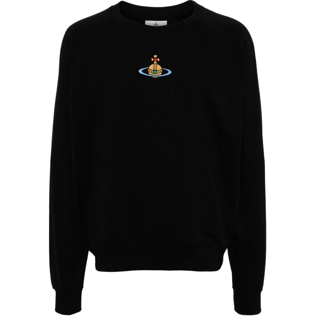 Vivienne Westwood SS24 Logo Embroidered Crewneck Sweatshirt Black 31010004J006O