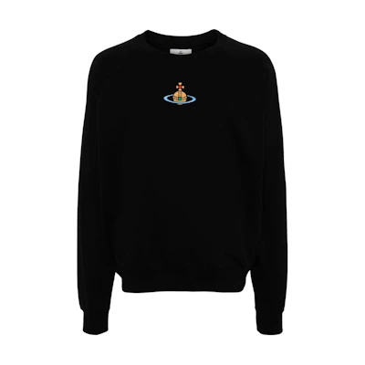 Vivienne Westwood SS24 Logo Embroidered Crewneck Sweatshirt Black 31010004J006O