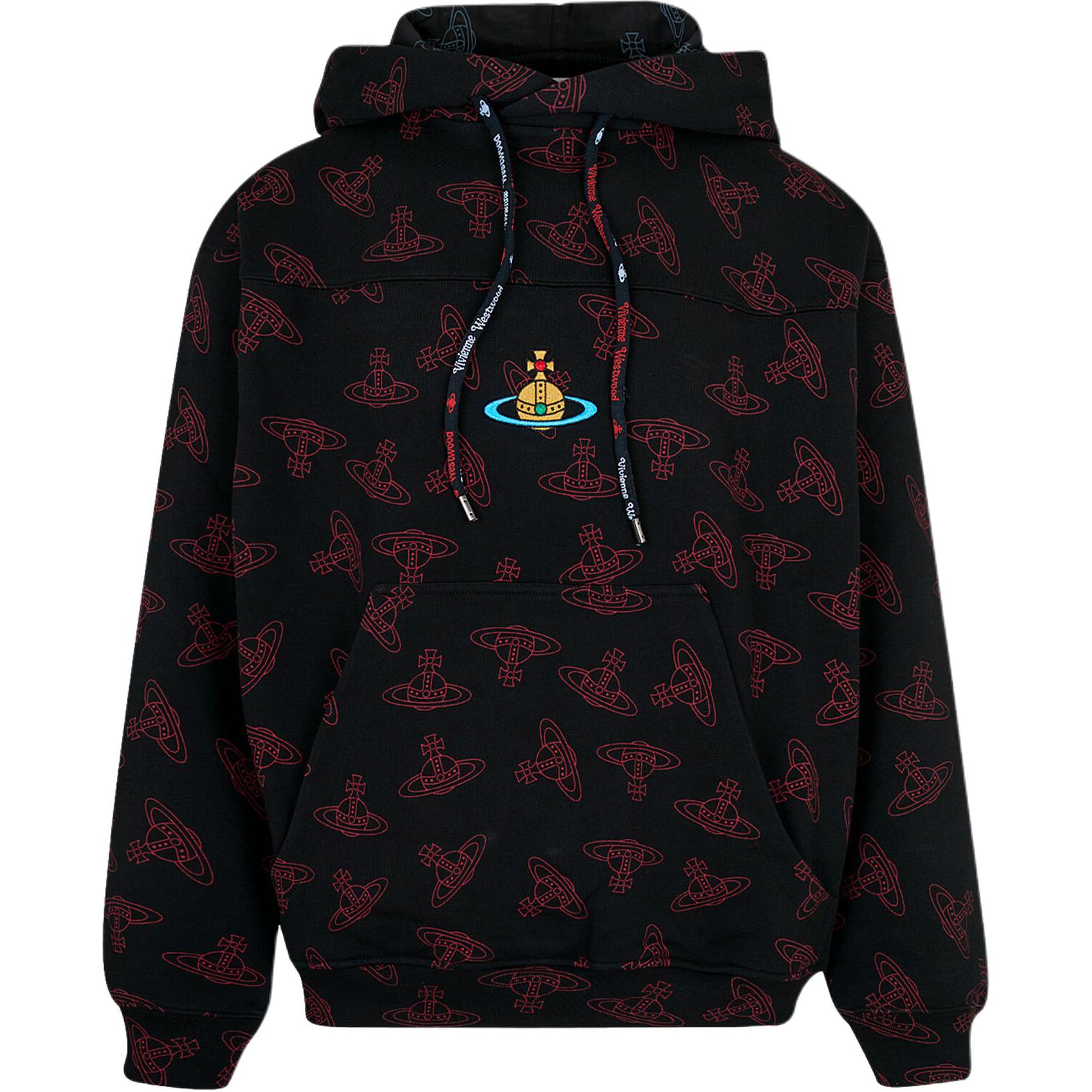 Vivienne Westwood SS24 Planet Print Hoodie Black Red Menswear 3I01000NJ0079