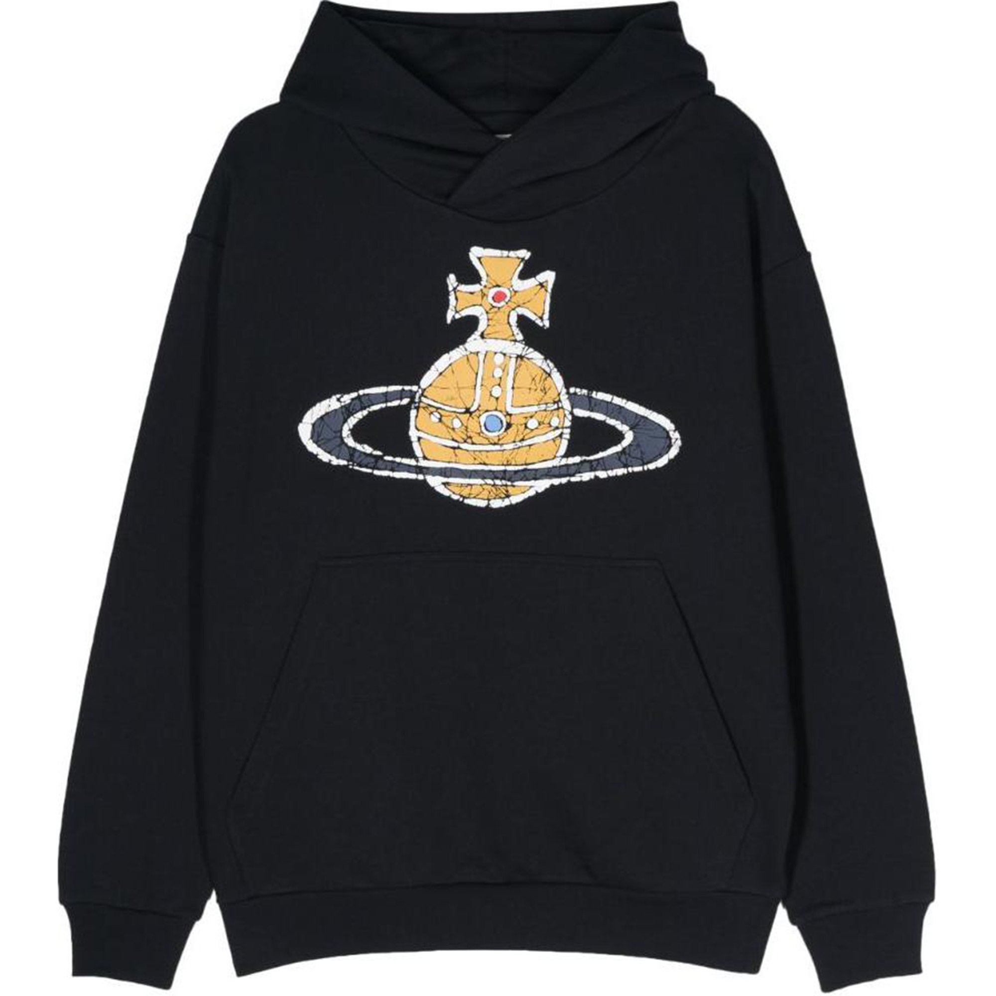 Vivienne Westwood SS24 Saturn Logo Print Oversized Hoodie  Black 3I01000MJ0006-N401