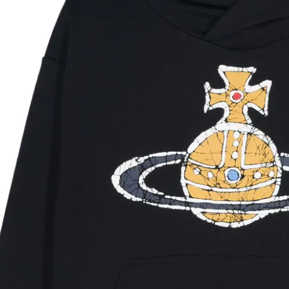 Purchase Vivienne Westwood SS24 土星標誌印花寬版連帽上衣 黑色 3I01000MJ0006-N401