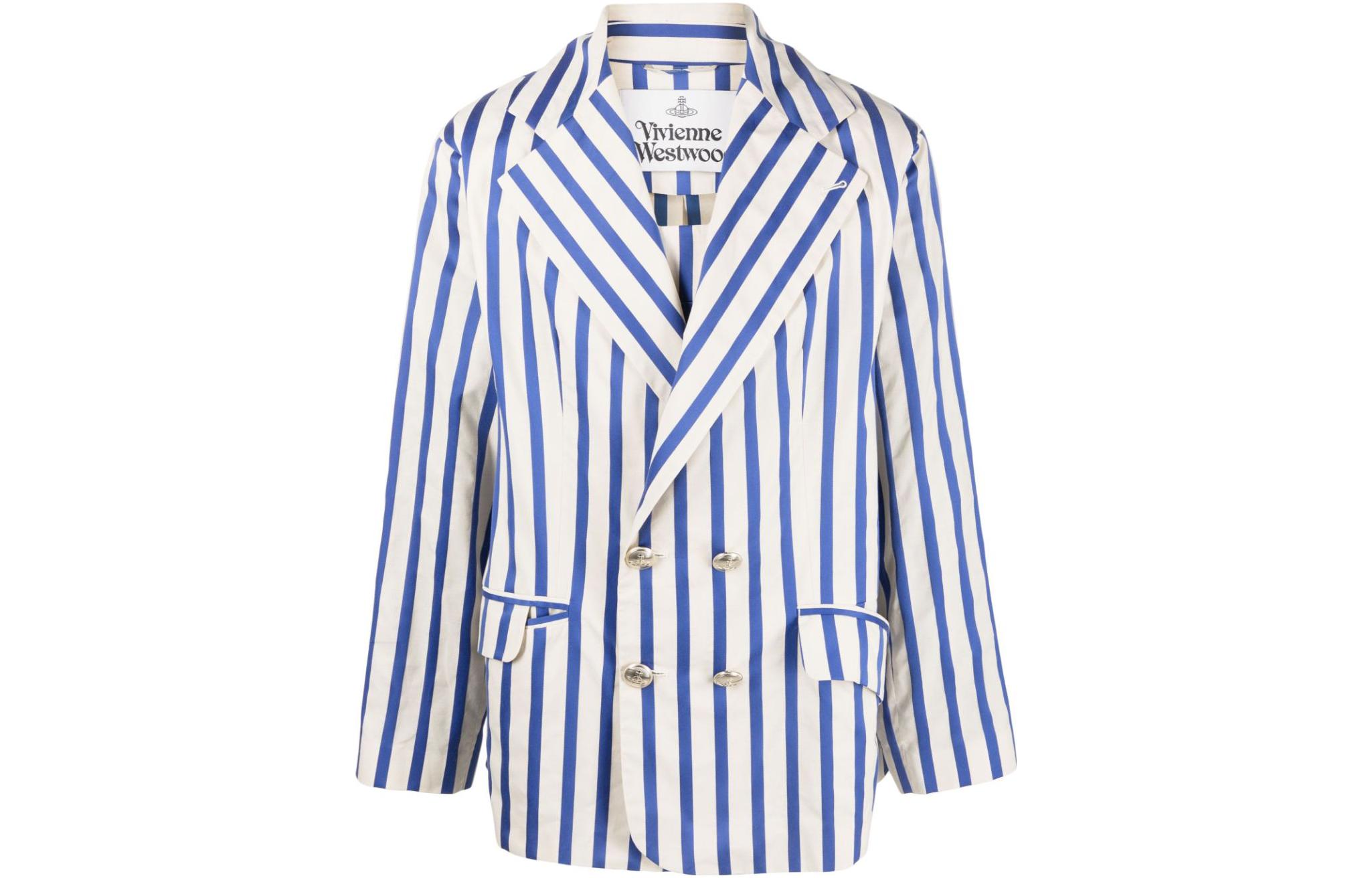 Vivienne Westwood Striped Double-Breasted Blazer Jacket Blue White 2301001CW00GASIA202
