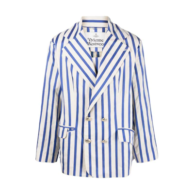 Vivienne Westwood Striped Double-Breasted Blazer Jacket Blue White 2301001CW00GASIA202