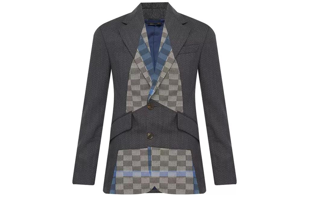 Vivienne Westwood Striped Plaid Button-Up Jacket Grey VWBN0277S43635MM11B1