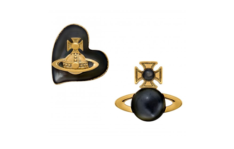 Vivienne Westwood Thomasina Heart Saturn Brass Earrings Unisex Gold 6201034302R