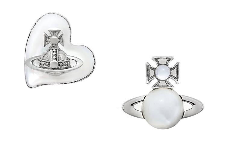 Vivienne Westwood Thomasina Saturn Heart Design Brass Silver Unisex Earrings 6201034302P122P122 圖 2