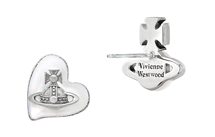 Vivienne Westwood Thomasina Saturn Heart Design Brass Silver Unisex Earrings 6201034302P122P122 圖 3