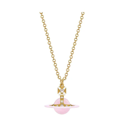 Vivienne Westwood Tiny Orb Logo Brass Necklace Gold for Women. 6302039I-02R793