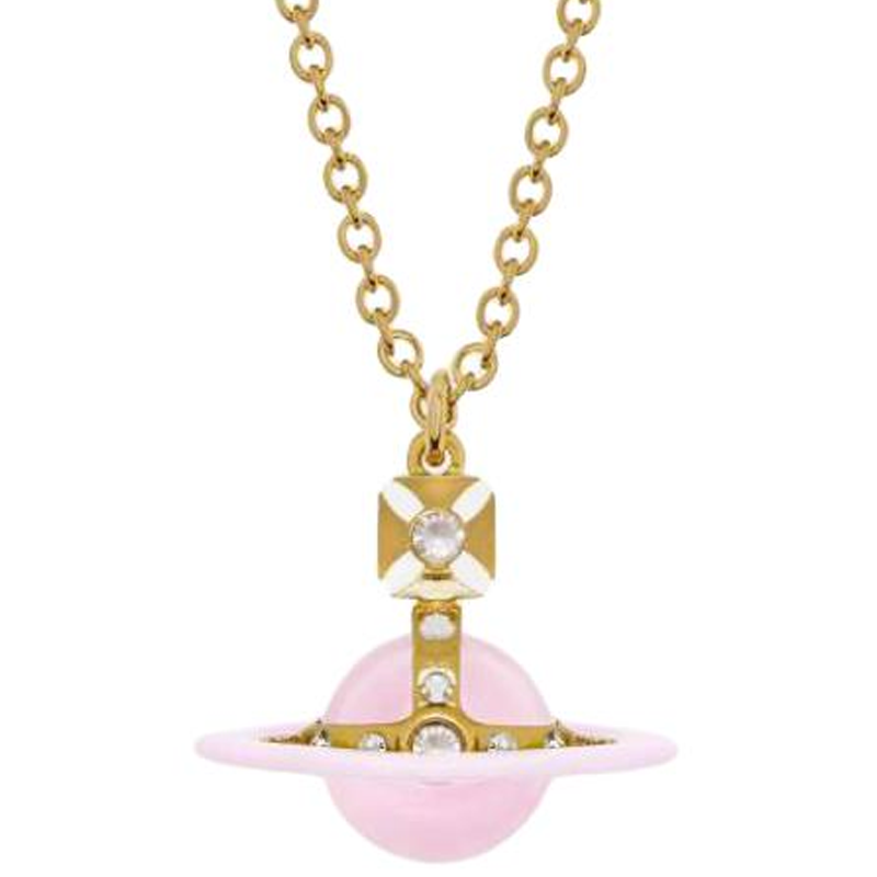 Lookbook Vivienne Westwood Tiny Orb Logo Brass Necklace Gold for Women. 6302039I-02R793
