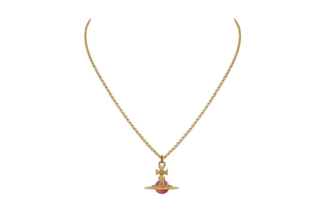 Vivienne Westwood Tiny Orb Saturn Pendant Necklace Unisex Gold Transparent Red. 6302022402R513 圖 3