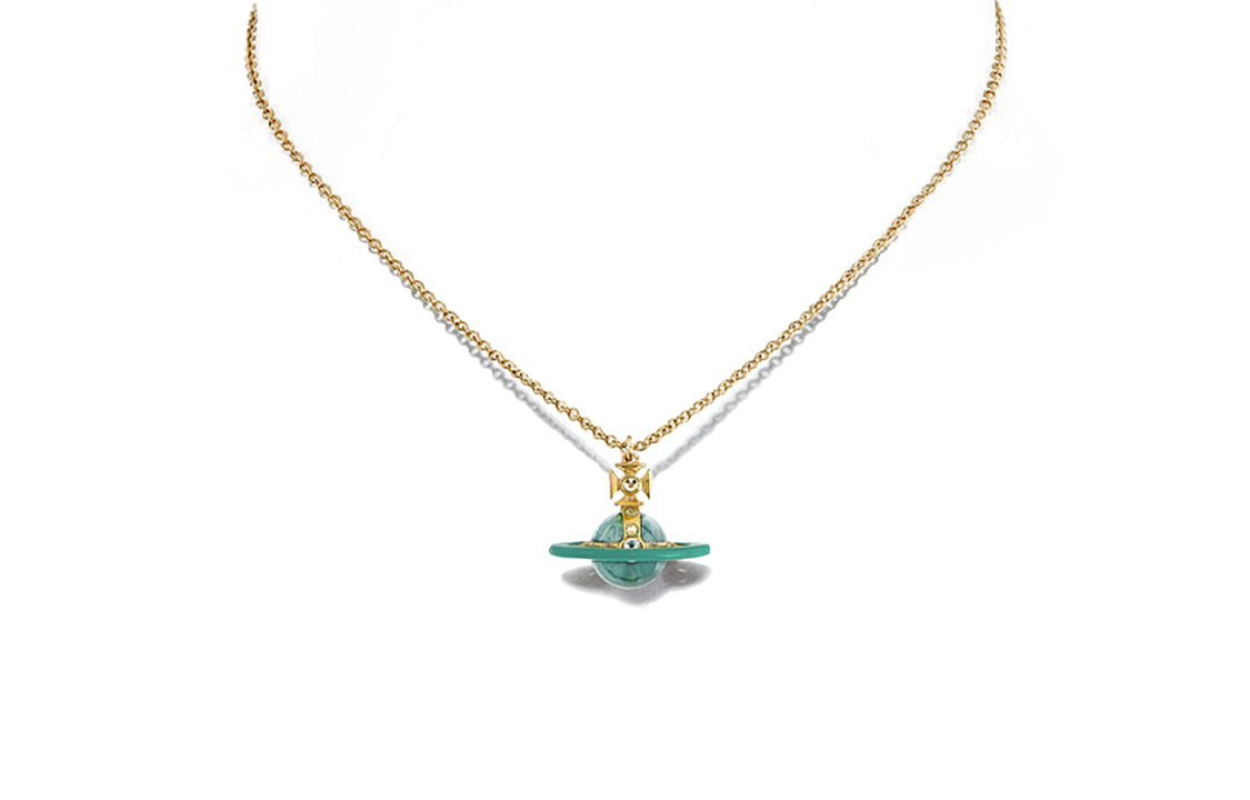 Vivienne Westwood Tiny Orb Turquoise Crystal Pendant Necklace Unisex Gold. 8050889744252 圖 3