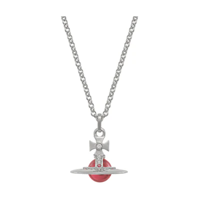 Vivienne Westwood Unisex Medium Tiny Orb Brass Necklace Red Silver. 6302022402P186-CN001