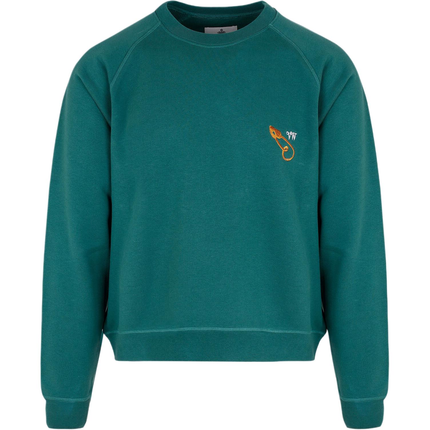 Vivienne Westwood Unisex Solid Color Crewneck Long Sleeve Sweatshirt Teal 3I010004-J0006-L401