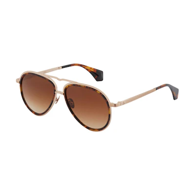 Vivienne Westwood Unisex Tortoiseshell Metal Aviator Sunglasses with Logo Design VW7025401-MET-ME-MC-GOLD