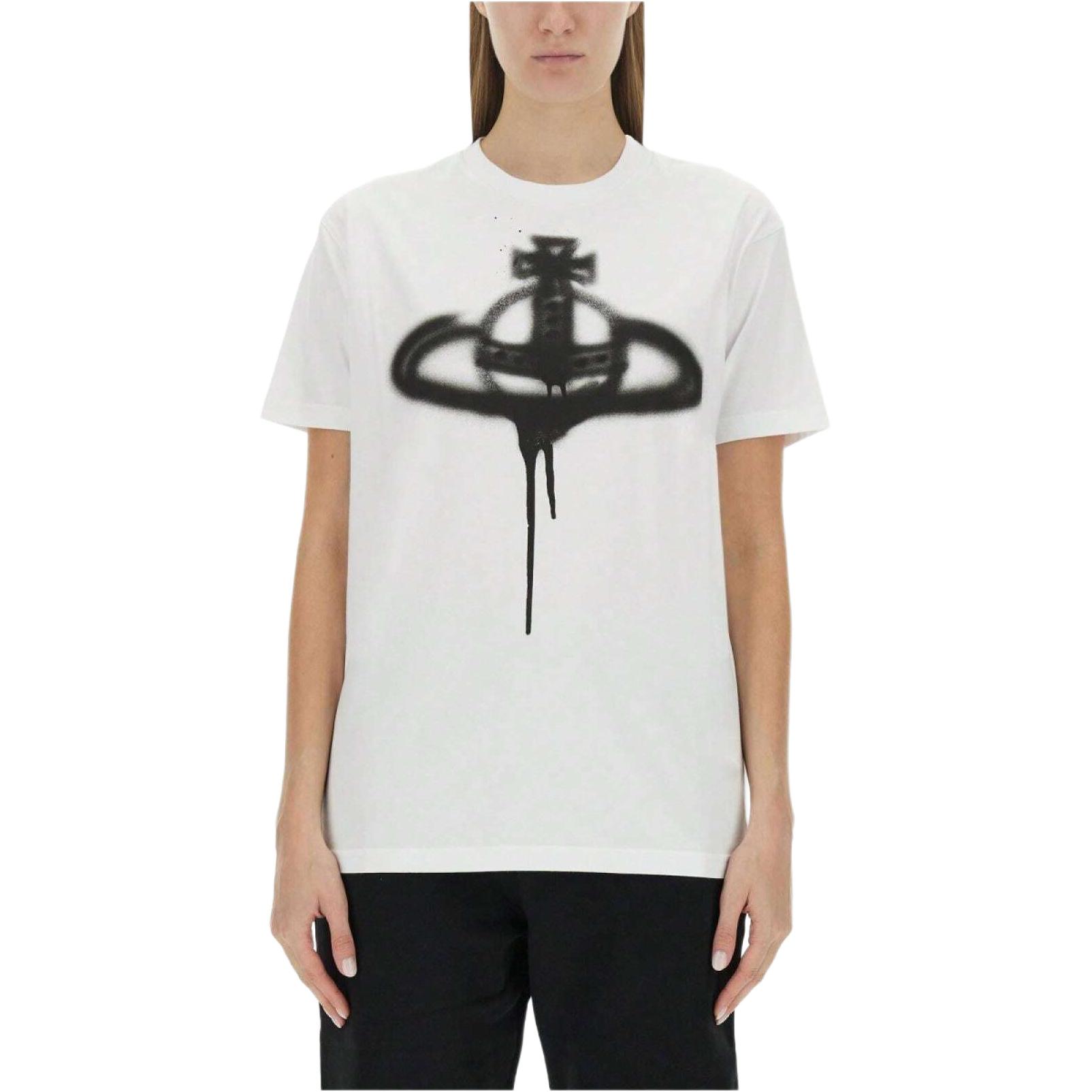 Purchase 비비안 웨스트우드 유니섹스 화이트 그래픽 슬림핏 크루넥 티셔츠. 3G010014-J001M-A401