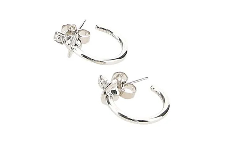 Vivienne Westwood Vera Saturn Logo Hoop Earrings Unisex Couple Design Silver 6203004902P019P019 圖 2