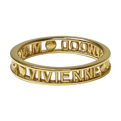Vivienne Westwood Westminster Engraved Hollow 925 Silver Ring for Men 64040016R001R001