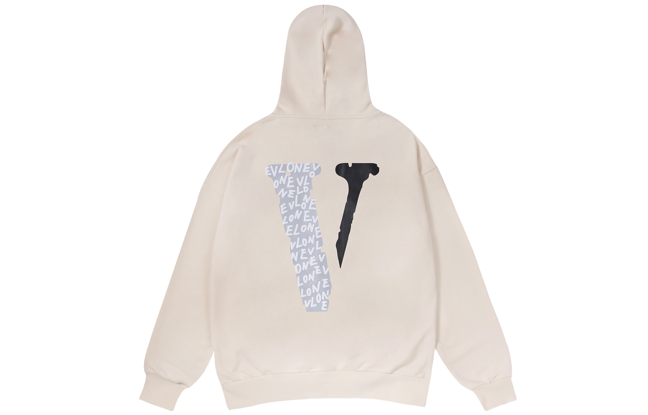 Vlone Beige ECG Embroidered Loose Fit Zip Hoodie Unisex VLZPHD2023001