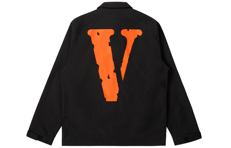 Vlone Classic Big Logo Coach Jacket Black Orange Unisex Fall Edition VLCJ21003