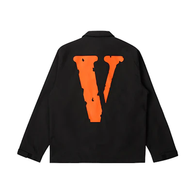 Vlone Classic Big Logo Coach Jacket Black Orange Unisex Fall Edition VLCJ21003