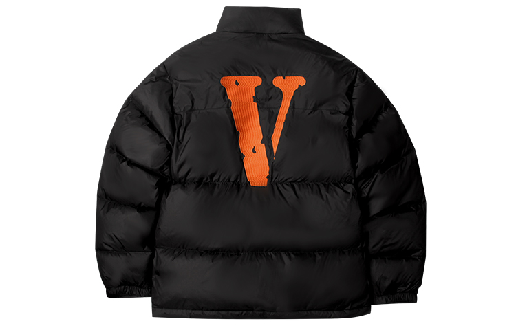 VLONE Classic Big V Logo Embroidered Puffer Jacket Black Orange Unisex Winter. VLCT21002
