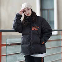 Jaket Musim Dingin Unisex VLONE Classic Big V Logo Bordir Hitam Orange. VLCT21002 3