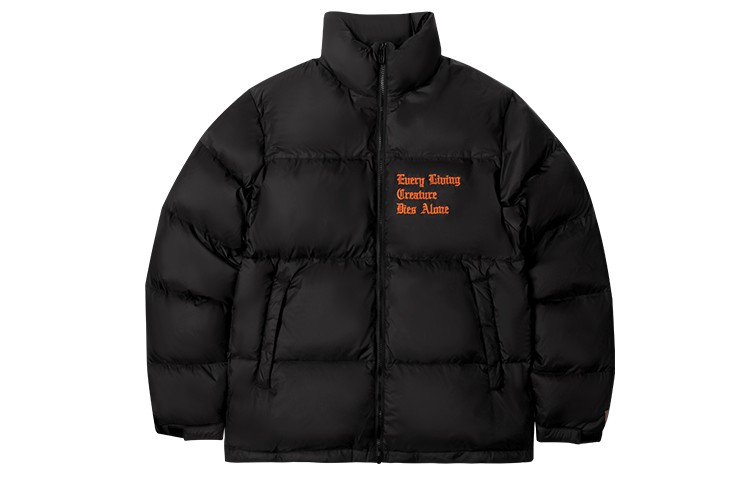 Lookbook Jaket Musim Dingin Unisex VLONE Classic Big V Logo Bordir Hitam Orange. VLCT21002