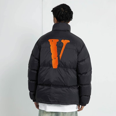 Jaket Puff VLONE Classic Big V Logo Hitam Oren Unisex Musim Sejuk. VLCT21002 Cheap Jaket Puff VLONE Classic Big V Logo Hitam Oren Unisex Musim Sejuk. VLCT21002