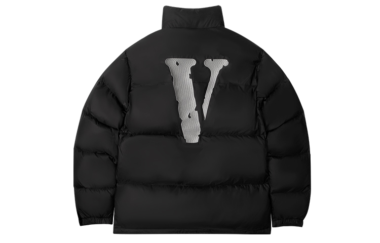 Order Jaket Musim Dingin VLONE Classic V Logo Unisex Hitam Perak Puffer Bordir VLCT21002