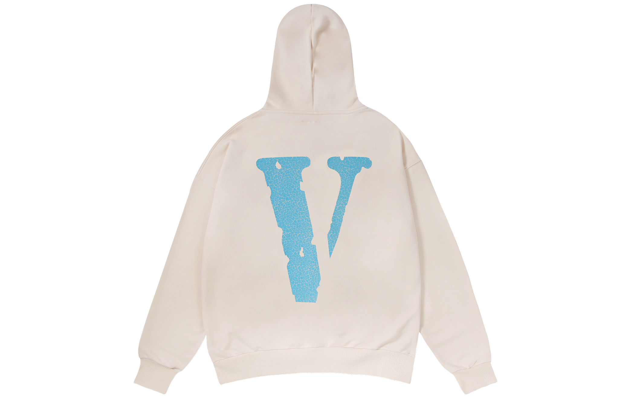 Vlone Cracked Logo Print Oversized Zip Hoodie Unisex Beige VLZPHD2023004