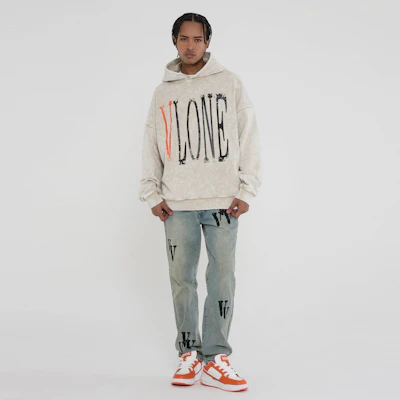 Vlone 破壞式寬鬆復古刷洗連帽衫 男女適用 VLHD24003-BE 6