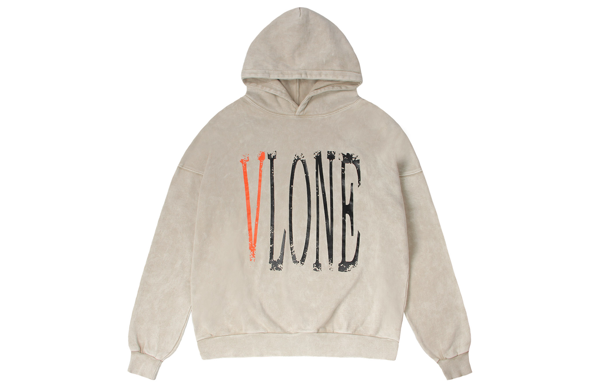 Lookbook Vlone 破壞式寬鬆復古刷洗連帽衫 男女適用 VLHD24003-BE
