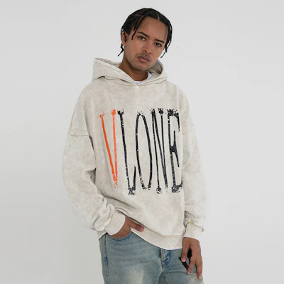 Vlone 破壞式寬鬆復古刷洗連帽衫 男女適用 VLHD24003-BE 1