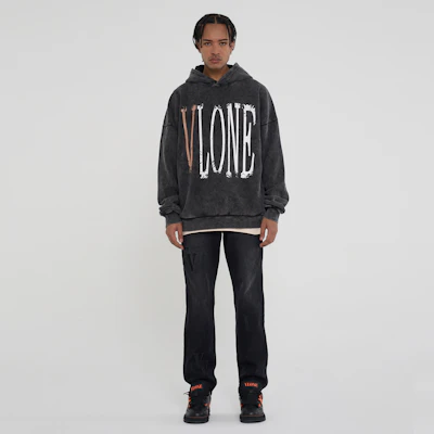 Vlone 復古大Logo水洗寬鬆連帽衫 男女通用 VLHD24003-BK 4
